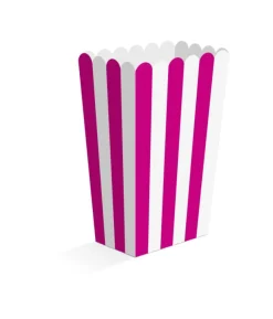 Hot pink og hvid stribede snack bokse, 8 stk