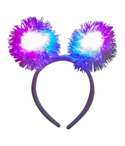 Hårbøjle perlemor pompoms med LED lys