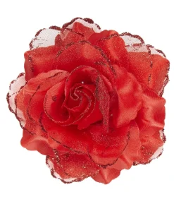 Hårklips med rød rose