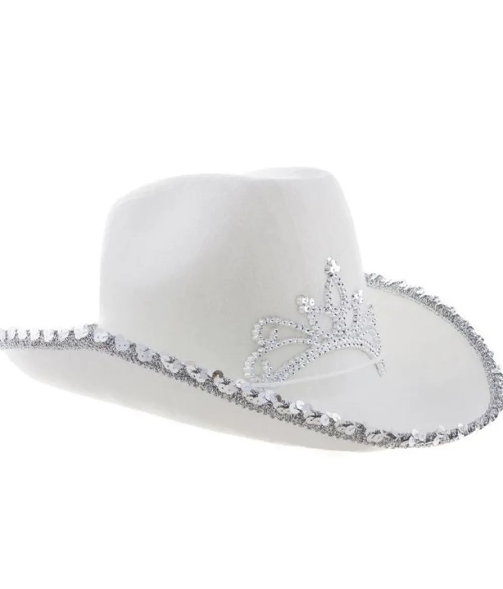 Hvid cowboyhat med diadem