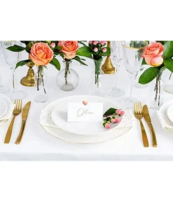 Hvide bordkort med rose gold hjerte