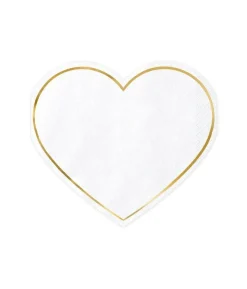 Hvide hjerte servietter med guld kant