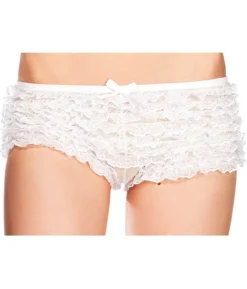 Hvide hotpants med flæser