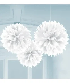Hvide papir pomponer