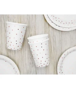 Hvide papkrus med rose gold prikker
