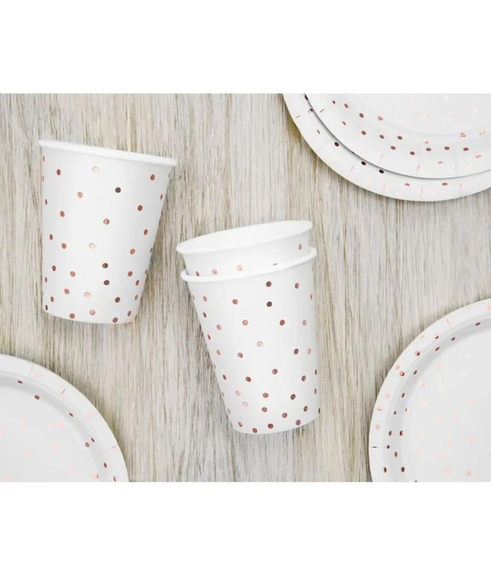 Hvide papkrus med rose gold prikker