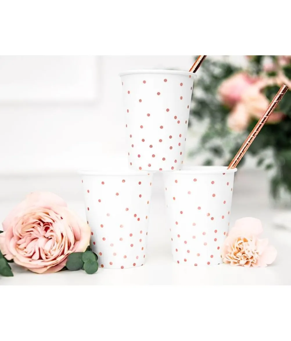Hvide papkrus med rose gold prikker