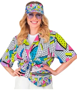 Hvid 80er funky skjorte