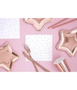 Hvide servetter med rose gold prikker