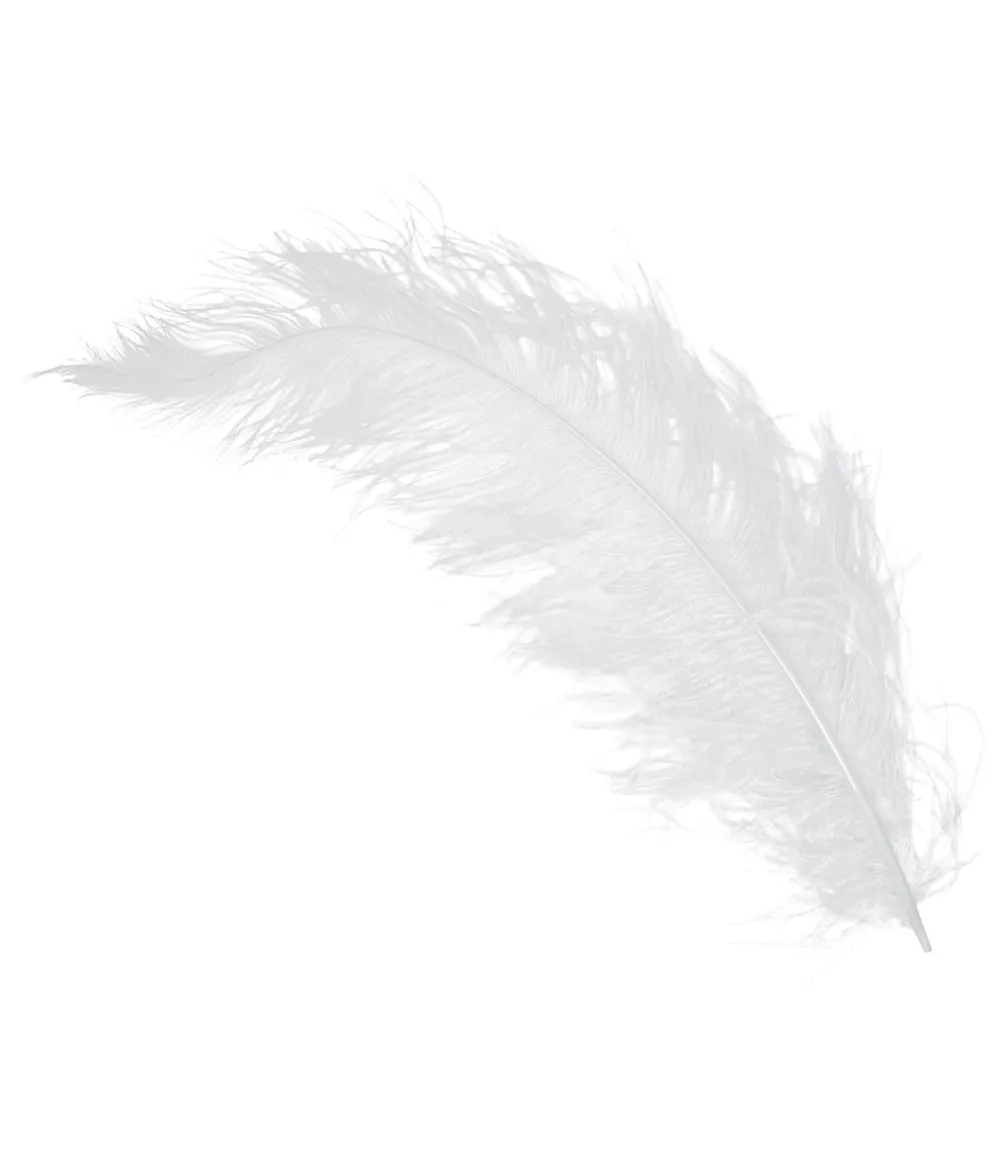Hvide strudsefjer 60 cm, 12 stk
