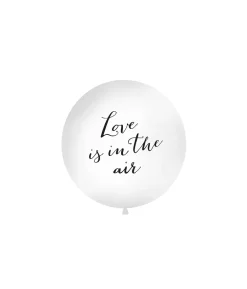 Hvid kæmpe ballon LOVE IS IN THE AIR, sort