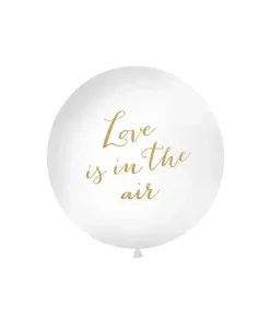 Hvid kæmpe ballon LOVE IS IN THE AIR, guld
