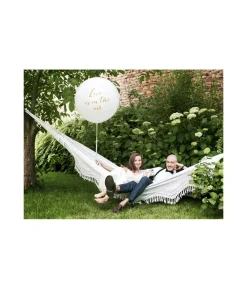 Hvid kæmpe ballon LOVE IS IN THE AIR, guld
