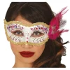 Hvid maske med pink fjer