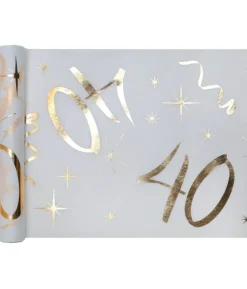 Hvid og guld bordløber, 40 år