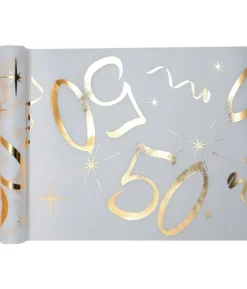 Hvid og guld bordløber, 50 år