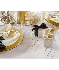 Hvid Organza med guld prikker