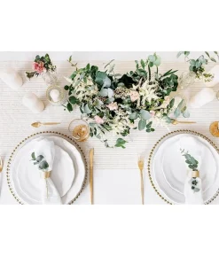 Hvid Organza med guldstriber