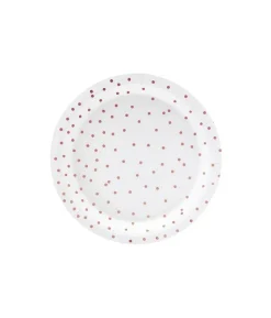 Hvid tallerken med rose gold prikker, 18cm