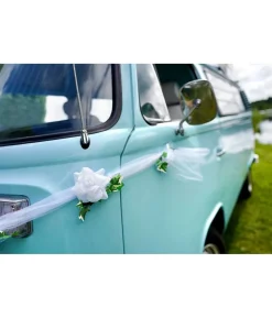 Hvid tyl guirlande med blomster