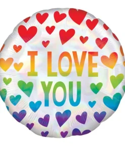 I Love You folieballon, regnbue hjerter