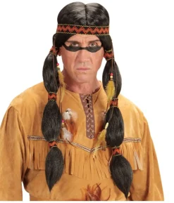 Indianer paryk med pandebånd