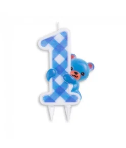 Kagelys med blå bamse, 1 år