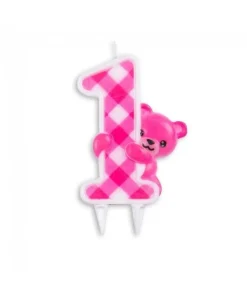 Kagelys med pink bjørn, 1 år