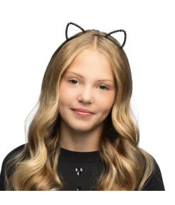 Katte hårbøjle med sorte sten