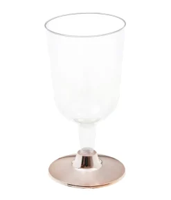 Klare plastik vinglas med rosegold fod, 6 stk