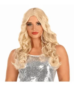 Lang blond krøllet paryk