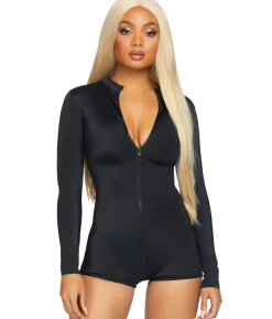 Langærmet bodystocking, sort