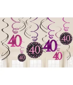 Loftspiraler 40 år Pink Sparkling