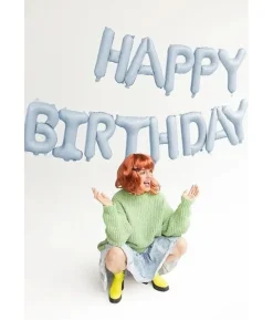 Lyseblå Happy Birthday folieballoner
