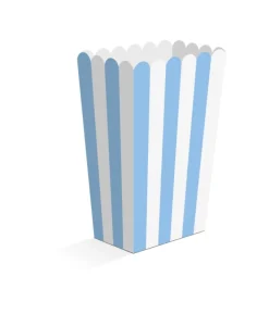 Lyseblå og hvid stribede snack bokse, 8 stk