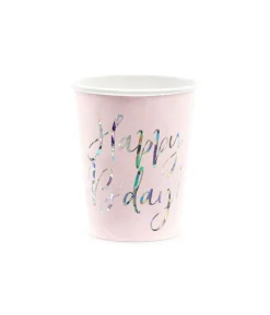 Lyserøde papkrus Happy B' day