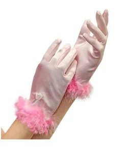 Lyserøde satin handsker, barn