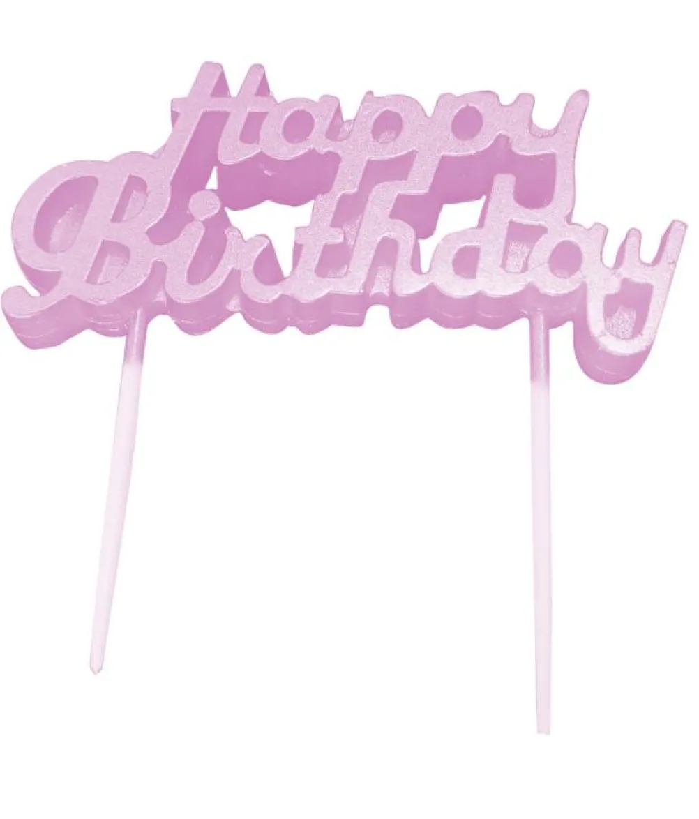 Lyserødt Happy Birthday kagelys