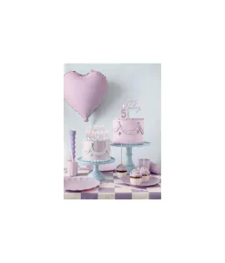 Lys lilla kagepynt Happy Birthday