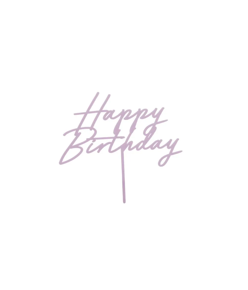 Lys lilla kagepynt Happy Birthday