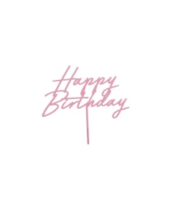 Lys rosa kagepynt Happy Birthday