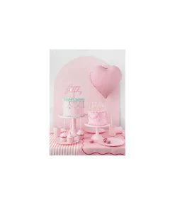 Lys rosa kagepynt Happy Birthday