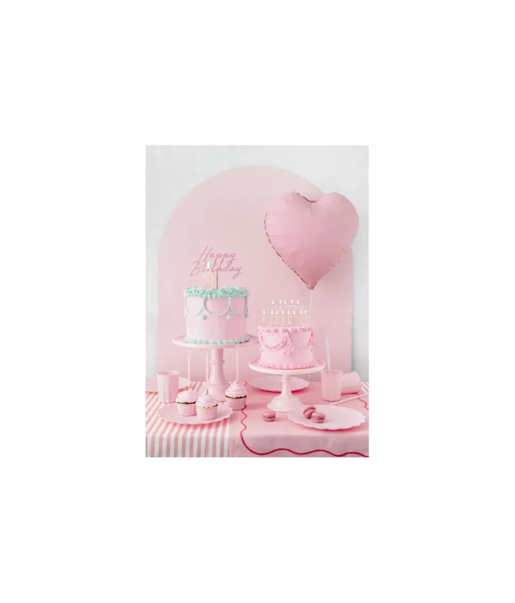 Lys rosa kagepynt Happy Birthday
