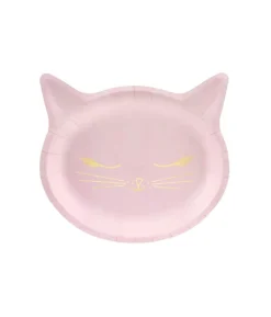 Meow lyserød kat tallerkner, 6 stk