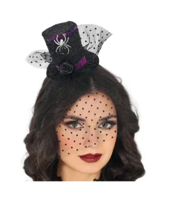 Mini hat med slør og edderkop