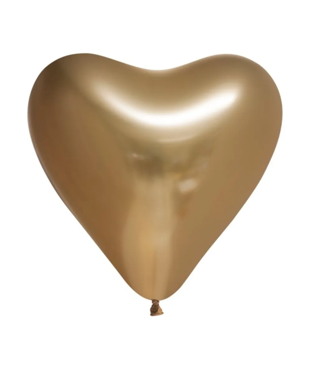 Mirror guld hjerte balloner, 6 stk