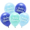 Mix blå Happy Birthday ballonbuket