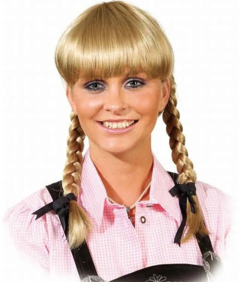 Mørkblond paryk med fletninger