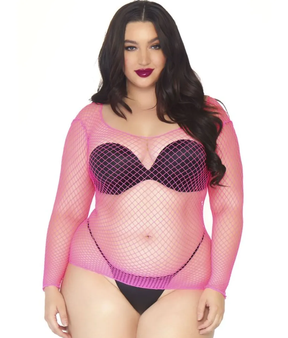 Neon pink netbluse Plus