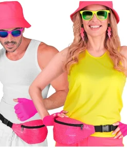 Neonpink paillet bæltetaske